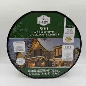 Holiday Time 500-Count‎ Warm White LED Dome Icicle Lights with White Wire